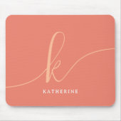 Stijlvol Script Monogram Peach Pink Muismat (Voorkant)