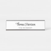 Stijlvol Script Monogram Professional Bureau Naambordje (Voorkant)