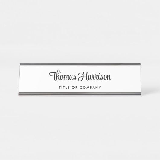 Stijlvol Script Monogram Professional Bureau Naambordje (Voorkant)