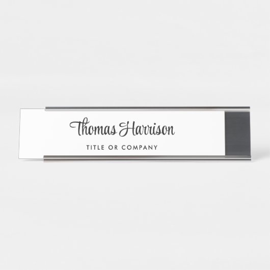 Stijlvol Script Monogram Professional Bureau Naambordje (Voorkant)