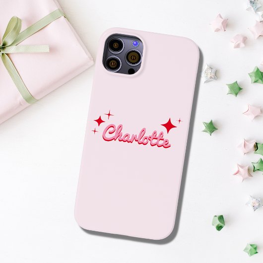 Stijlvol script monogram roze Case-Mate iPhone case