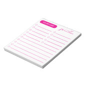 Stijlvol script monogram te doen lijst Hot Pink Notitieblok (Linkerzijde)