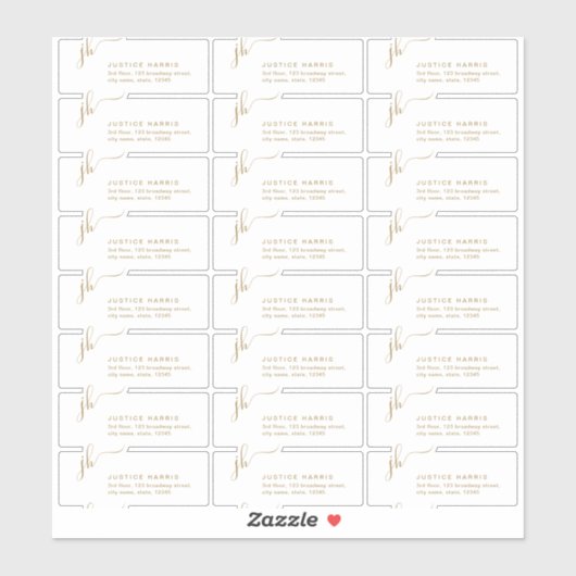 Stijlvol Script Monogram transparant terugkeeradre Sticker (Vel)