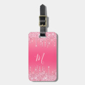 Stijlvol script monogramed roze glitter Driving Bagagelabel (Voorkant verticaal)