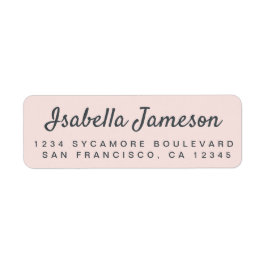 Stijlvol Script Name Pastel Pink Return-adres Etiket
