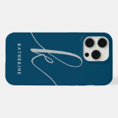 Stijlvol Script Navy Blauwe Case-Mate iPhone Hoesje (Achterkant horizontaal)