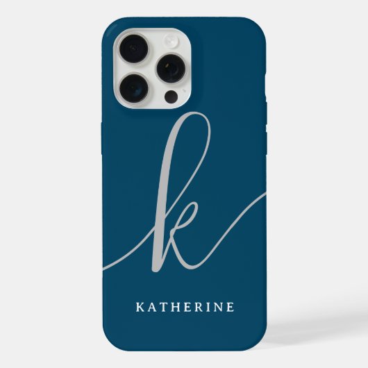 Stijlvol Script Navy Blauwe Case-Mate iPhone Hoesje (Achterkant)