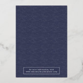 Stijlvol script | Navy & Silver Wedding Photo Folie Uitnodiging (Achterkant)