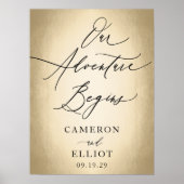 Stijlvol script Ons avontuur begint met bruiloft Poster (Voorkant)