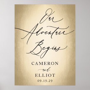 Stijlvol script Ons avontuur begint met bruiloft Poster