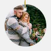 Stijlvol script Ons eerste kerstgouden paar Keramisch Ornament (Achterkant)