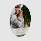 Stijlvol script Ons eerste kerstgouden paar Ornament (voorkant)