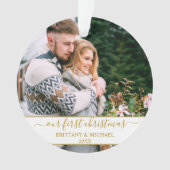 Stijlvol script Ons eerste kerstgouden paar Ornament (voorkant)