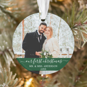 Stijlvol script Ons eerste kerstgroen Ornament