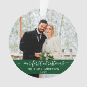 Stijlvol script Ons eerste kerstgroen Ornament (voorkant)