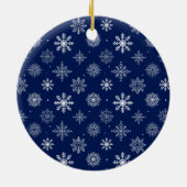 Stijlvol script onze eerste kerstblauw keramisch ornament (Achterkant)