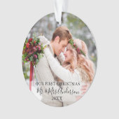 Stijlvol script onze eerste kerstfoto-namen ornament (voorkant)