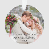 Stijlvol script onze eerste kerstfoto-namen ornament (voorkant)