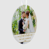 Stijlvol script onze eerste kerstgoud ornament (voorkant)