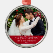 Stijlvol script onze eerste kerstrood metalen ornament (Voorkant)