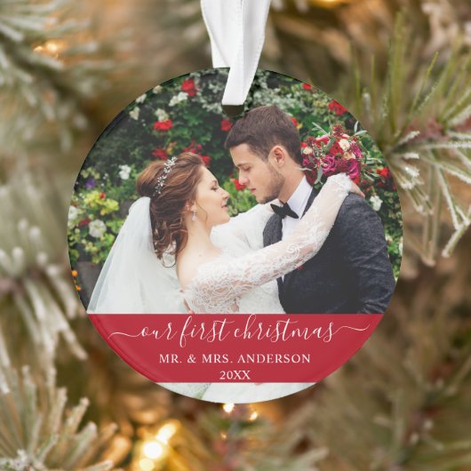 Stijlvol script onze eerste kerstrood ornament (Boom)