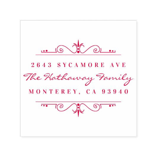 Stijlvol script & Ornament familie retour adres Zelfinktende Stempel (Design)
