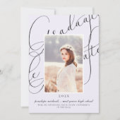 Stijlvol script Paarse foto afstudeerfeest Kaart (Voorkant)