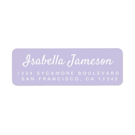 Stijlvol script Pastel Paarse retouradres Etiket (Voorkant)