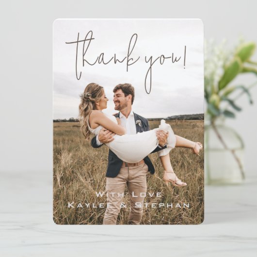 Stijlvol script persoonlijke foto Hartelijk dank Save The Date (Staand voorkant)