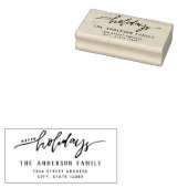 Stijlvol script Prettige Feestdagen Familienaam Ad Rubberstempel (Gestempeld)