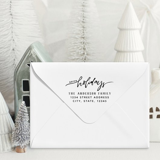 Stijlvol script Prettige Feestdagen Familienaam Ad Rubberstempel