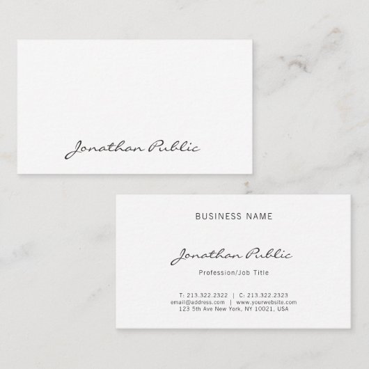 Stijlvol script Professional, minimalistisch legan Visitekaartje (Voorkant / Achterkant)