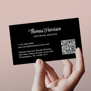 Stijlvol Script Professional QR-code zwart Visitekaartje