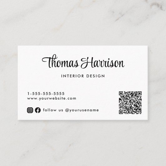 Stijlvol script QR-code Visitekaartje (Voorkant)