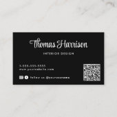 Stijlvol script QR-code zwart Visitekaartje (Voorkant)