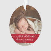 Stijlvol script Red Mijn eerste kerstBaby Ornament (voorkant)