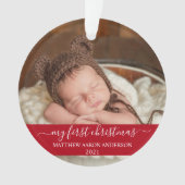 Stijlvol script Red Mijn eerste kerstBaby Ornament (voorkant)