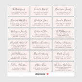 Stijlvol Script Roze bruiloft gastadres Sticker (Vel)