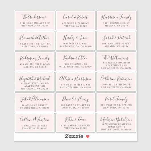 Stijlvol Script Roze bruiloft gastadres Sticker (Vel)
