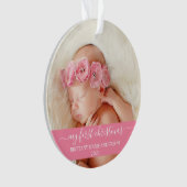 Stijlvol script Roze Mijn eerste kerstBaby Ornament (voorkant)