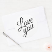 Stijlvol script Schattige Love You Quotes Ronde Sticker (Envelop)