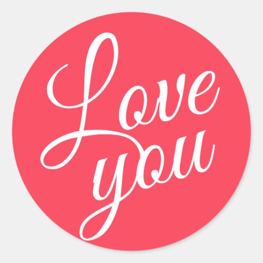 Stijlvol script Schattige Love You Red Quotes Ronde Sticker (Voorkant)