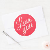 Stijlvol script Schattige Love You Red Quotes Ronde Sticker (Envelop)