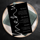 Stijlvol Script Simple Black Wedding Menu Poster
