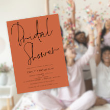 Stijlvol Script Terracotta Bridal Shower Uitnodigi