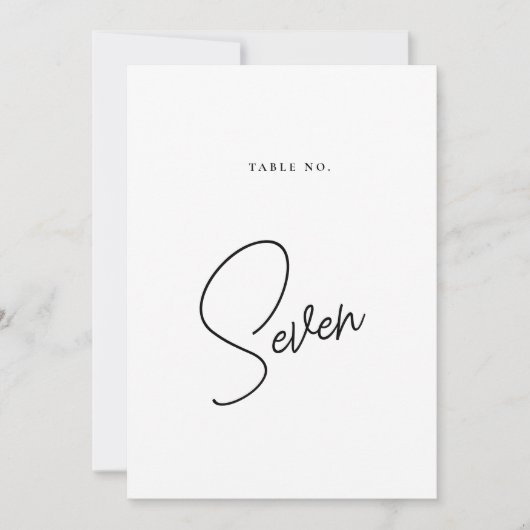 Stijlvol Script Trouwtafel Nummer Kaart (Voorkant)