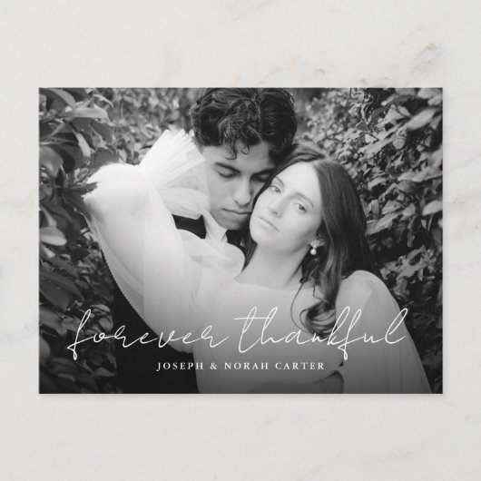 Stijlvol script voor altijd dankbaar huwelijk briefkaart (Voorkant)