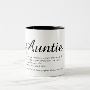 Stijlvol script voor Auntie Definition Quote Tweekleurige Koffiemok