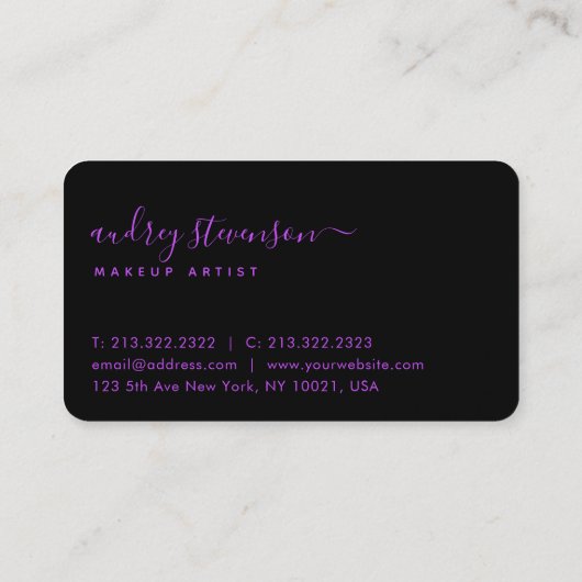 Stijlvol script voor holografie Roze Beauty Waterv Visitekaartje (Achterkant)