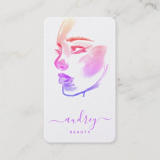 Stijlvol script voor holografie Roze Beauty Waterv Visitekaartje (Voorkant)